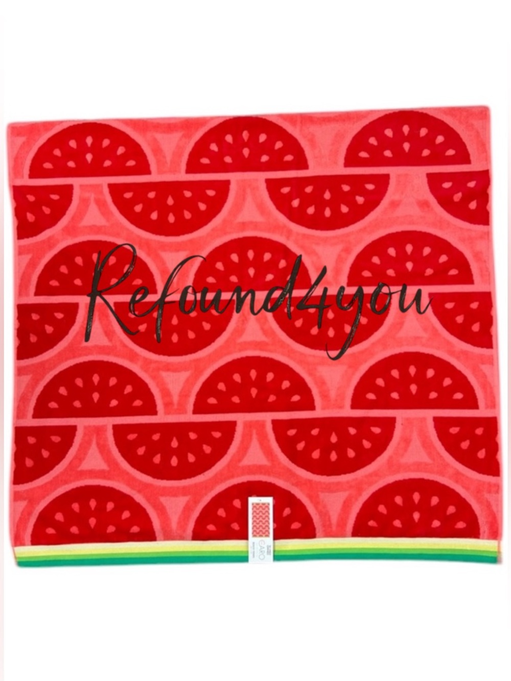 Caro - Watermelon Wedge’ Plush Beach Towel. 36” x 68”. NWT. Firm!